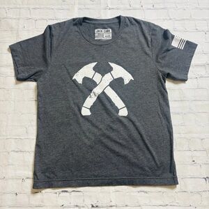 Jack Carr Distressed Crossed Hawks Bone frog Tee T-Shirt Gray Size Youth Medium